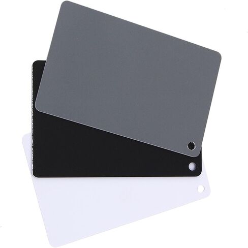 Professional Photography Color Balance Card Set, 3 in 1 Calibrated Grey White Black Cards with Neck Strap for Digital Camera Exposure White Balance Correction Studio Outdoor in Kuwait