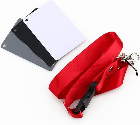 Professional Photography Color Balance Card Set, 3 in 1 Calibrated Grey White Black Cards with Neck Strap for Digital Camera Exposure White Balance Correction Studio Outdoor in Kuwait