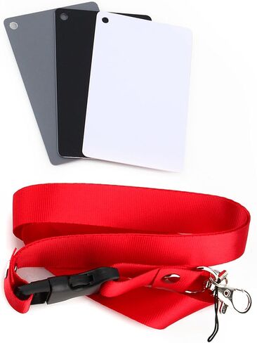 Professional Photography Color Balance Card Set, 3 in 1 Calibrated Grey White Black Cards with Neck Strap for Digital Camera Exposure White Balance Correction Studio Outdoor in Kuwait