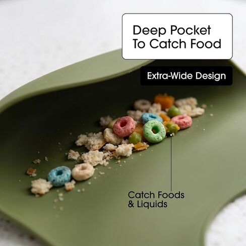 Silicone Baby Bibs 2-Pack – Waterproof Adjustable Baby Bibs for Boys & Girls, Soft BPA-Free Feeding Bibs with Deep Food Catcher Pocket, Easy-Clean Dishwasher Safe Toddler Bibs, Olive Green & Cream in Kuwait