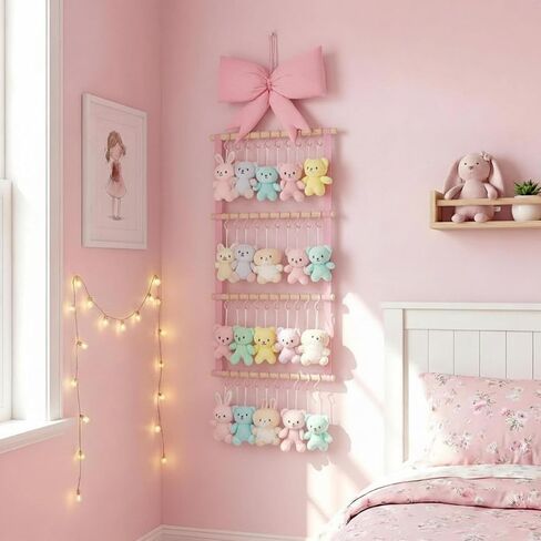 Sliner Pink Bow Headband Holder Head Bands Organizer for Girls, Baby Wall-mounted Headbands Hair Accessories Display Rack with 40 Plastic Hooks for Nursery Room Bedroom Living Room in Kuwait