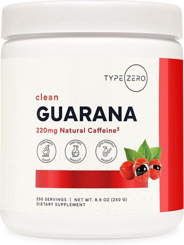 Type Zero Clean Guarana Powder Drink Mix (Unflavored) 250 Servings | 220mg Caffeine Per Serving, Natural Caffeine, Gluten-Free, GMO-Free in Kuwait