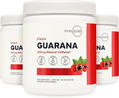 Type Zero Clean Guarana Powder Drink Mix (Unflavored) 250 Servings | 220mg Caffeine Per Serving, Natural Caffeine, Gluten-Free, GMO-Free in Kuwait