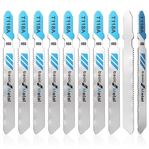 10-Piece T118A T-Shank Jigsaw Blades, High Carbon Steel Jig Saw Blade Set for Thin Metal, Sheet Metal and Aluminum Cutting, Compatible with Most Major Jigsaws in Kuwait