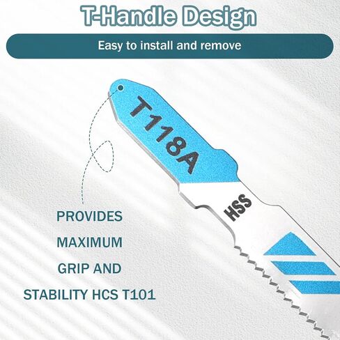 10-Piece T118A T-Shank Jigsaw Blades, High Carbon Steel Jig Saw Blade Set for Thin Metal, Sheet Metal and Aluminum Cutting, Compatible with Most Major Jigsaws in Kuwait