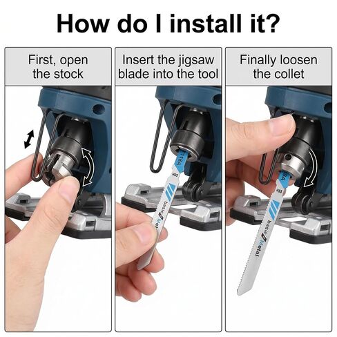 10-Piece T118A T-Shank Jigsaw Blades, High Carbon Steel Jig Saw Blade Set for Thin Metal, Sheet Metal and Aluminum Cutting, Compatible with Most Major Jigsaws in Kuwait