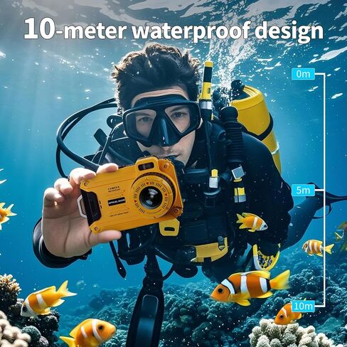 48MP Waterproof Digital Camera with 32GB TF Card | 2.8" IPS Screen 33FT Waterproof, 6X Optical Zoom, Dustproof Shockproof for Underwater Snorkeling, Surfing, Rafting in Kuwait
