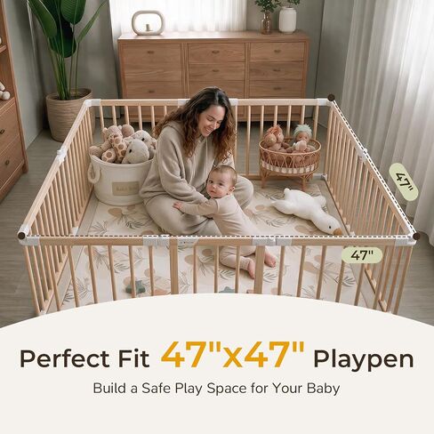 50x50 Baby Play Mat for Floor, 1.3" Extra Thick Elastic Foam Mat | Non-Slip Playpen Mat, Soft Coral Velvet Boho Surface, Great for Infant Toddler Crawling & Tummy Time in Playroom & Nursery in Kuwait