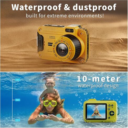 48MP Waterproof Digital Camera with 32GB TF Card | 2.8" IPS Screen 33FT Waterproof, 6X Optical Zoom, Dustproof Shockproof for Underwater Snorkeling, Surfing, Rafting in Kuwait