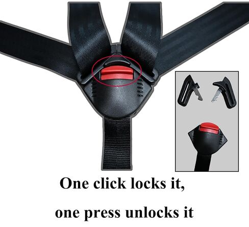 Universal Baby Highchair Stroller Pushchair 5pt 5 Point Harness with Locking Buckle, Baby Seat Chest Harness Clip Buckle with Harness Straps Width 38mm/1.5in in Kuwait