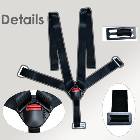 Universal Baby Highchair Stroller Pushchair 5pt 5 Point Harness with Locking Buckle, Baby Seat Chest Harness Clip Buckle with Harness Straps Width 38mm/1.5in in Kuwait