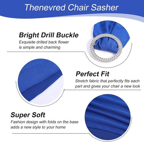 50pcs Chair Sashes for Wedding, Stretch Spandex Chair Sashes, Elastic Chairs Bow Sash with Buckle for Party Banquet Event Decoration, 5 Colors, 14x6 inch, Polyester in Kuwait