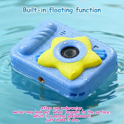 IP68 Waterproof Kids Toy Camera, 32GB Card, 48MP 1080P, Ages 3+, Star Blue | Shockproof underwater digital camera for swimming and outdoor play; fun Christmas or birthday gift for boys and girls. in Kuwait