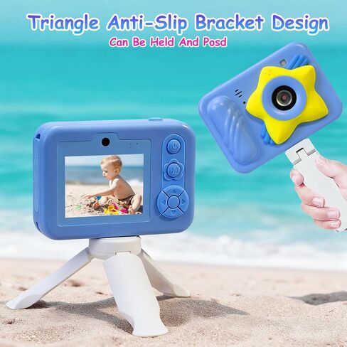 IP68 Waterproof Kids Toy Camera, 32GB Card, 48MP 1080P, Ages 3+, Star Blue | Shockproof underwater digital camera for swimming and outdoor play; fun Christmas or birthday gift for boys and girls. in Kuwait
