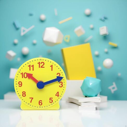 4 inch Teaching Clock, Learning Tell Time Analog Clock Demonstration 12 Hour 2 Pointers for Classroom Teacher in Kuwait