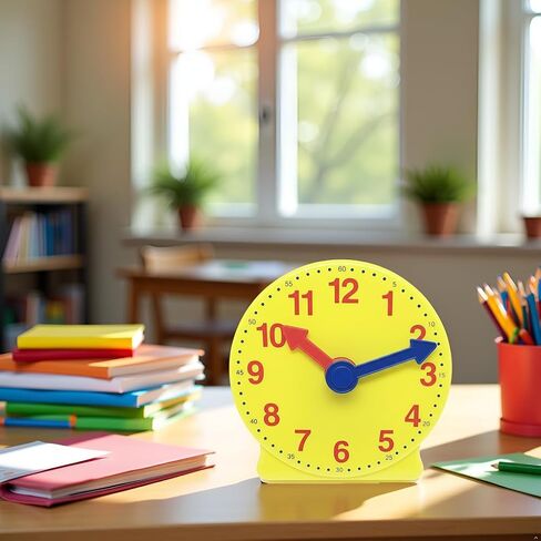 4 inch Teaching Clock, Learning Tell Time Analog Clock Demonstration 12 Hour 2 Pointers for Classroom Teacher in Kuwait