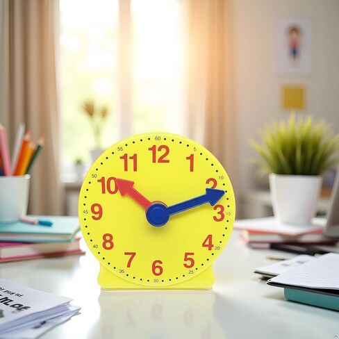 4 inch Teaching Clock, Learning Tell Time Analog Clock Demonstration 12 Hour 2 Pointers for Classroom Teacher in Kuwait