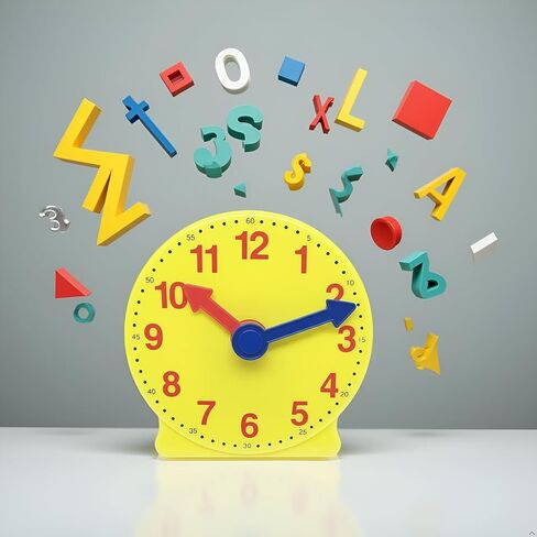 4 inch Teaching Clock, Learning Tell Time Analog Clock Demonstration 12 Hour 2 Pointers for Classroom Teacher in Kuwait