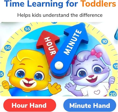 Lucas & Friends Shape Color Sorting Clock Wooden Educational Toy, Teaching Time Numbers Puzzle, Stacking Sorter Jigsaw Montessori Early Learning Toy, Fine Motor Skills, Gift for Kids in Kuwait