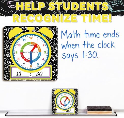 Marspark 25 Pcs Teaching Clock Kit Learning Clocks for Kids Students Back to School Composition Notebook Learning Time with Erasable Surface for Teaching Aids Home School Classrooms Supplies in Kuwait