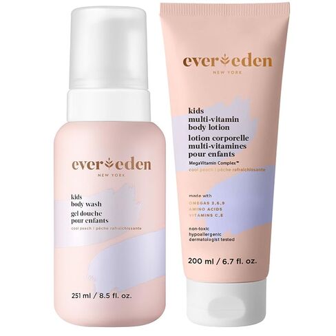 Evereden Multi-Vitamin Kids Body Wash & Body Lotion: Cool Peach - Clean and Non-Toxic Products | Multi-Vitamin Skin Care for Kids in Kuwait