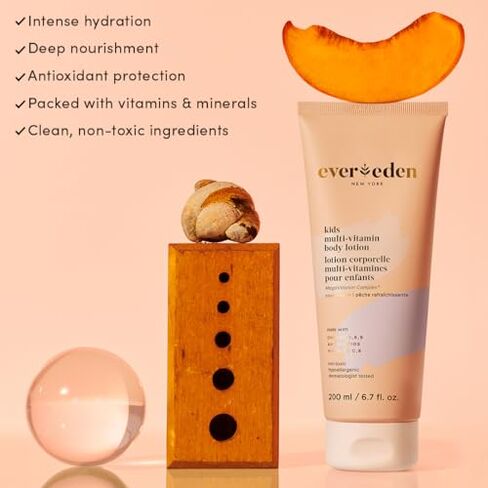 Evereden Multi-Vitamin Kids Body Wash & Body Lotion: Cool Peach - Clean and Non-Toxic Products | Multi-Vitamin Skin Care for Kids in Kuwait