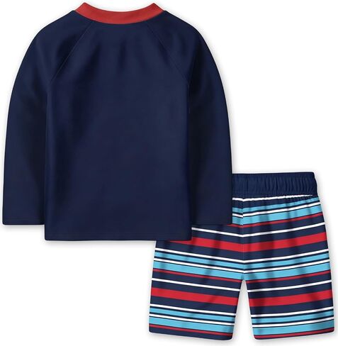 Baby-Boys Toddler Long Sleeved Rashguard Swim Bathing Suit Navy Blue Shark 4-5 Years in Kuwait