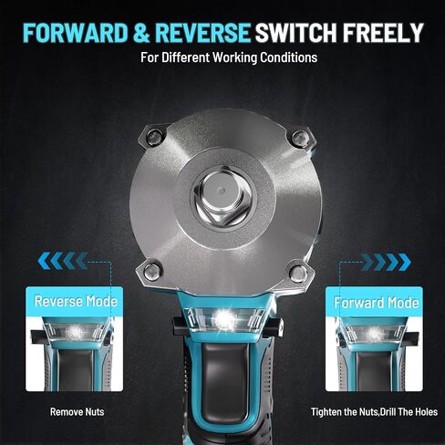 GEVEELIFE 450N.m/332Ft-lbs Brushless Impact Wrench,1/2" Cordless Impact Gun with 4.0Ah Battery & 4 Sockets, Electric Impact Driver for Car/DIY Furniture/Lawn Mower/blue (450N) in Kuwait