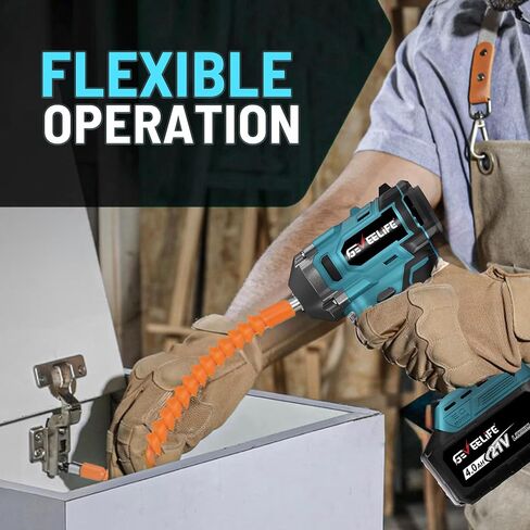 GEVEELIFE 450N.m/332Ft-lbs Brushless Impact Wrench,1/2" Cordless Impact Gun with 4.0Ah Battery & 4 Sockets, Electric Impact Driver for Car/DIY Furniture/Lawn Mower/blue (450N) in Kuwait