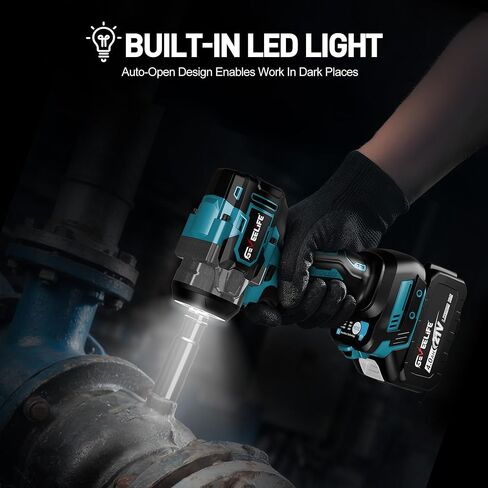 GEVEELIFE Impact Wrench 480Ft-lbs(650N.m) Brushless, 1/2 Impact Gun with 2x4.0Ah Battery, Cordless Impact Wrench, 6 Sockets, 8 Drill Bits, 3300RPM Power Electric Impact Driver for Car/DIY Furniture in Kuwait