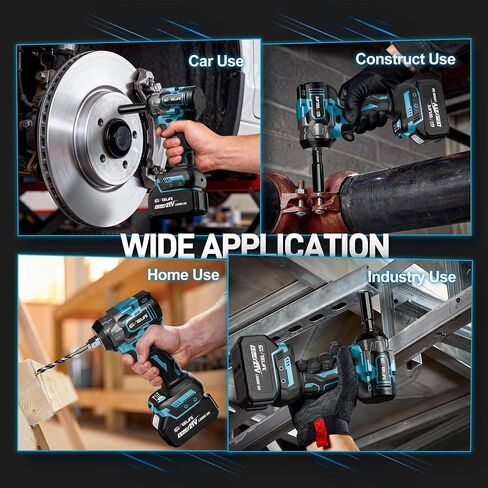 GEVEELIFE Impact Wrench 480Ft-lbs(650N.m) Brushless, 1/2 Impact Gun with 2x4.0Ah Battery, Cordless Impact Wrench, 6 Sockets, 8 Drill Bits, 3300RPM Power Electric Impact Driver for Car/DIY Furniture in Kuwait