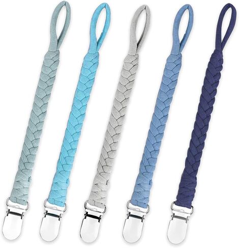 Braided Pacifier Clip for Boys & Baby Girl, Binky Clips Pacifier Holder 100% Handmade Teething Straps Unisex Design in Kuwait
