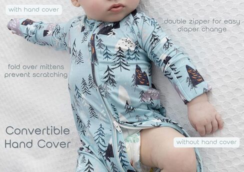 Baby Boys Footie Pajamas 0-9 Months Rayon Derived from Bamboo Cartoon Printed Sleepers for Newborn Boys 2 Packs in Kuwait