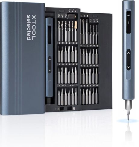 xTool Selected Mini Electric Screwdriver, 52-in-1 Precision Screwdriver Set Electric 400RPM 5 Torque Settings, 48 Drill Bits, Pry Bar, Led, Tweezers, Electric Precision Screwdriver Kit for Pc Building in Kuwait