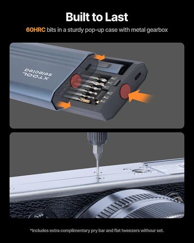 xTool Selected Mini Electric Screwdriver, 52-in-1 Precision Screwdriver Set Electric 400RPM 5 Torque Settings, 48 Drill Bits, Pry Bar, Led, Tweezers, Electric Precision Screwdriver Kit for Pc Building in Kuwait