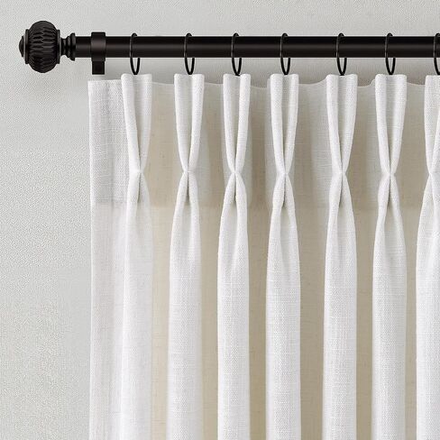 Light Pink Linen Curtains Pinch Pleated 120 Inch Length 2 Panels for Nursery Baby Girls Bedroom Semi Sheer Light Filtering Pleated Linen Curtains for Living Room Bedroom Dusty Blush Pink in Saudi Arabia