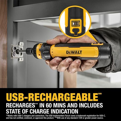 DEWALT Cordless Screwdriver, 4V USB Rechargeable Electric Screwdriver with 12 pcs Screwdriver Bit Set, LED Light, FLEXDRIVE Control, Compact, Ergonomic (DWHT66719) in Kuwait