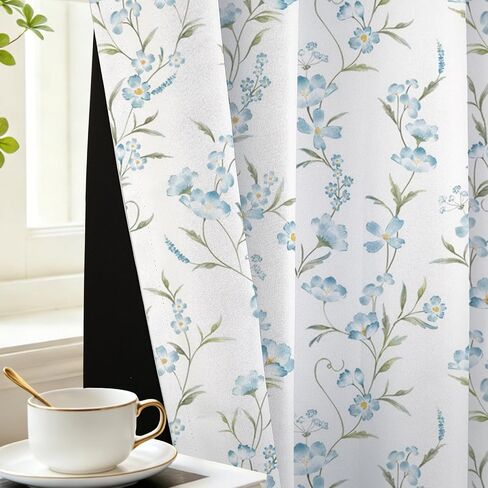 90% Blackout Window Curtains & Drapes Watercolor Pink Floral Birds Grommet Top Room Darkening Thermal Insulated Noise Reducing & Privacy Protection for Girls Room Bedroom Nursery 52"x84" 2 Panels in Kuwait
