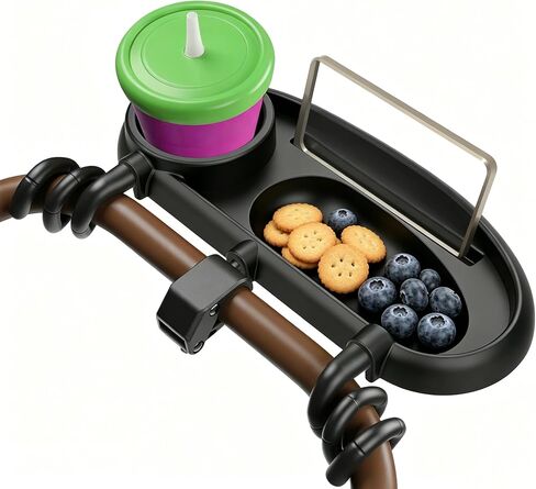 Universal Stroller Snack Tray with Cup Holder and Phone Holder | Three-point support,Perfect for storing snacks, water bottles, and cell phones,Silicone arms to protect,Universal Design in Kuwait