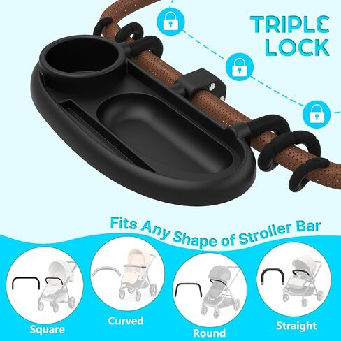 Universal Stroller Snack Tray with Cup Holder and Phone Holder | Three-point support,Perfect for storing snacks, water bottles, and cell phones,Silicone arms to protect,Universal Design in Kuwait