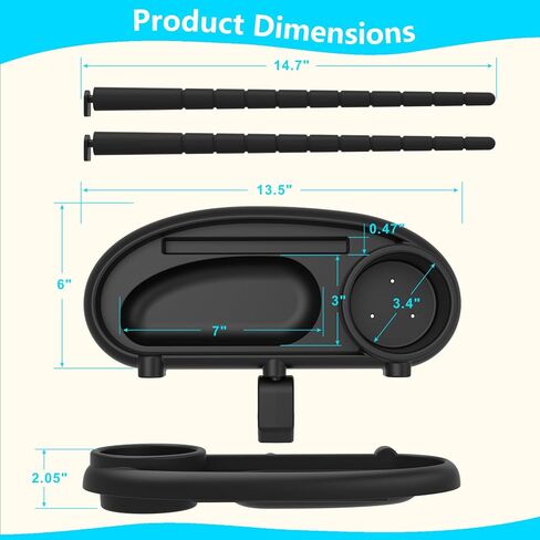 Universal Stroller Snack Tray with Cup Holder and Phone Holder | Three-point support,Perfect for storing snacks, water bottles, and cell phones,Silicone arms to protect,Universal Design in Kuwait