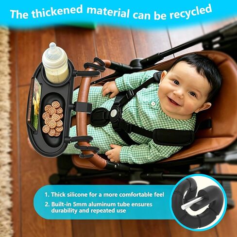 Universal Stroller Snack Tray with Cup Holder and Phone Holder | Three-point support,Perfect for storing snacks, water bottles, and cell phones,Silicone arms to protect,Universal Design in Kuwait