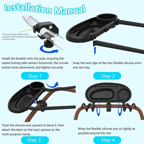 Universal Stroller Snack Tray with Cup Holder and Phone Holder | Three-point support,Perfect for storing snacks, water bottles, and cell phones,Silicone arms to protect,Universal Design in Kuwait