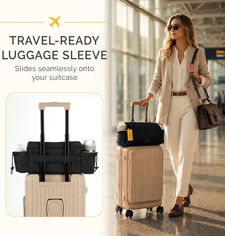 VERAVIE Single & Double Stroller Caddy Organizer Storage Bag, Cup Holders | One-hand magnetic closure, shoulder strap, diaper bag, wagon & pet stroller accessories, new mom essentials, baby travel gear in Kuwait