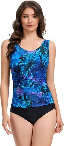 BIMEI Women's One-Piece Mastectomy Swimsuit Pocketed Swimwear Tummy Control Swimdress Shaping Swimwear 125SY (US, Numeric, 14, Regular, Regular, Blue) in Kuwait