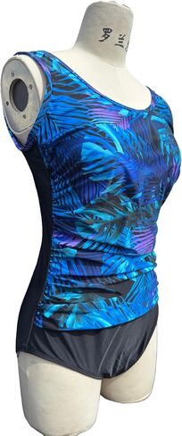 BIMEI Women's One-Piece Mastectomy Swimsuit Pocketed Swimwear Tummy Control Swimdress Shaping Swimwear 125SY (US, Numeric, 14, Regular, Regular, Blue) in Kuwait