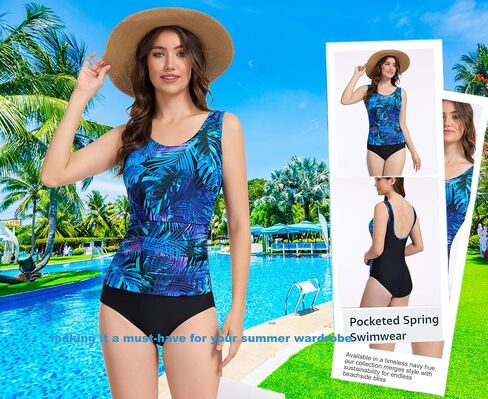 BIMEI Women's One-Piece Mastectomy Swimsuit Pocketed Swimwear Tummy Control Swimdress Shaping Swimwear 125SY (US, Numeric, 16, Regular, Regular, Blue) in Kuwait