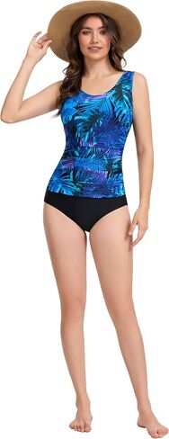 BIMEI Women's One-Piece Mastectomy Swimsuit Pocketed Swimwear Tummy Control Swimdress Shaping Swimwear 125SY (US, Numeric, 16, Regular, Regular, Blue) in Kuwait