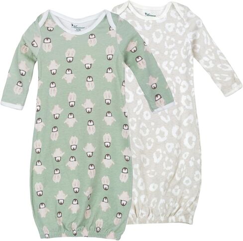 Baby Sleep Gowns 0-6M, 2 Pack Cotton Newborn Gowns, Penguin Green in Kuwait