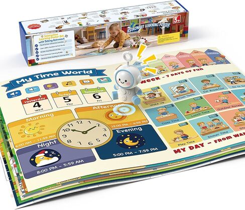 Interactive Learning Posters with Talking Astronaut Pen | Tap to Learn ABCs Numbers Colors and Words, Screen Free, Educational Toy, For Toddlers Ages 3 to 5 in Kuwait